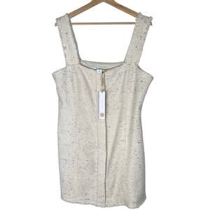 New Women’s House of Harlow 1960 Speckled Tweed Fringe Hem Dress Size L